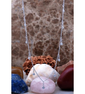Seyrek Taşlı Rodyumlu Gümüş Choker Kolye 7236