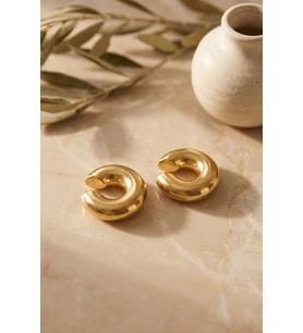 316L Çelik Gold Renk Çiftli Earcuff Küpe TJ-BKP12064