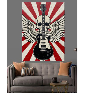Kurukafa Kanatlı Gitar Dekoratif Kanvas - Mdf Ahşap Tablo