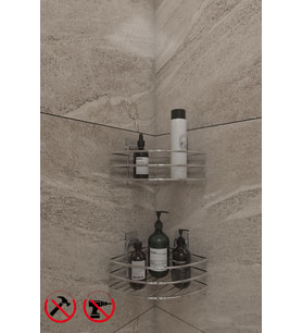 Krom Yapışkanlı Tek Katlı Köşe Banyo Şampuanlık, Banyo Rafı EK01.K ( 2 Adet )