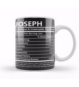 Joseph Nutritional and Undeniable Name Kupa Bardak Porselen