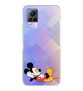 Vivo Y73 Uyumlu Kamera Korumalı Kapak Mickey Mouse Tasarımlı Şeffaf Silikon Kılıf