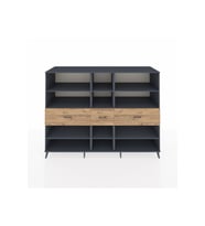 Kronos Dolap 9 Raflı 3 Çekmeceli  220x59x163 Antrasit-Antrasit/Çam