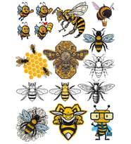 Arılar Sticker Set 6 15 Parça Telefon, Tablet, Defter, Laptop Sticker