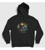 Presmono Unisex Siyah Nature Camper Kamp Kapüşonlu Sweatshirt 372177tt