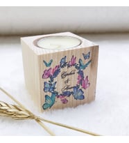 30 Adet Ahşap Mumluk Bebek Şekeri Kelebek  UV Baskılı Kalp Desen 5x5-