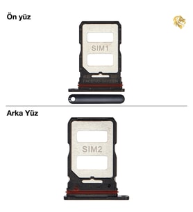 Xiaomi Mi 12T Uyumlu Sim İç Yuvası Çiftli Siyah Sim Kart Tepsisi Sim Kızağı Sim Çekmecesi Sim Tray