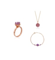 Lotus Çiçeği Yüzük.kolye Ve Bileklik Seti 925 Ayar Gümüş Set