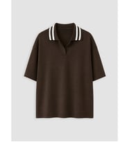 LCW Kids Kahverengi Polo Yaka Kız Çocuk Soft Touch Tişört