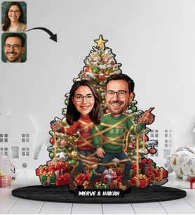 BK Gift Kişiye Özel Sevgili Yılbaşı Tasarımlı Karikatür Biblo -7, Yılbaşı Hediyesi, Yeni Yıl Hediyesi