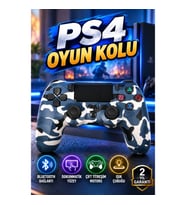 PS4 Uyumlu Kamuflaj Desenli Kablosuz Oyun Kolu – Bluetooth, Dokunmatik Yüzey ve Işık Çubuğu