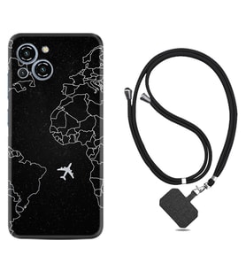 Reeder S23 Max Pro Kılıf Resimli Boyun Askılı İpli Desenli Silikon Series Black Plane 1868