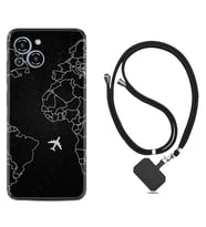 Reeder S23 Max Pro Kılıf Resimli Boyun Askılı İpli Desenli Silikon Series Black Plane 1868