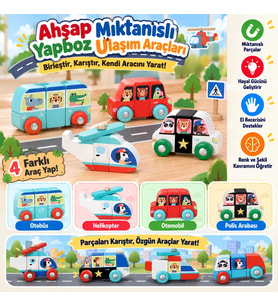 Ahşap Mıktanıslı Yapboz Ulaşım Araçları
