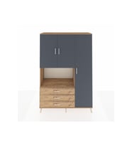 Hyperion Dolap 7 Raflı 3 Çekmeceli 3 Kapaklı 132x44x195 Çam-Antrasit/Çam