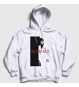 Presmono Unisex Beyaz Cover Film Scarface Kapüşonlu Sweatshirt 250727tt
