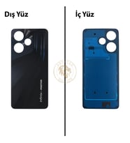 Infinix Hot 30 Siyah Uyumlu Arka Kapak Arka Cam Batarya Pil Kapağı Lazer Kesim Back Cover