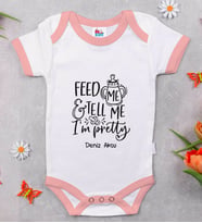 BK Kids Kişiye Özel Pembe Bebek Body Zıbın - Model 3