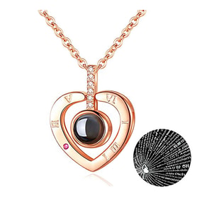 Chavin 100 Dilde Seni Seviyorum Rose Love Kalp Kolye er05rs