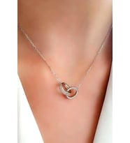 Zirkon taşlı 925 ayar gümüş sevgi bağı kolye