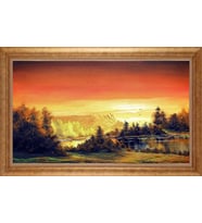 Çerçeveli Paspartulu Manzara Tablo bm1054 (Gold)