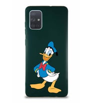 Samsung Galaxy A71 Soft Premier Kapak Donald Duck-C Tasarımlı Silikon Kılıf - Yeşil (Şeffaf)
