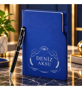 BK Gift Kişiye Özel 374 Termo Deri Tarihli Ajanda & Siyah Touch Pen Tükenmez Kalem-6