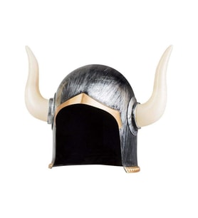 Mega Boynuzlu Viking Ivar Kaskı Eskitilmiş Desen Gümüş Renk