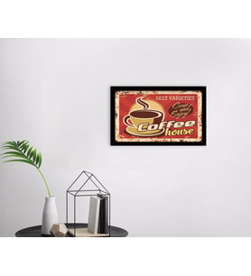 BK Home Coffee Tasarımlı Dekoratif Ahşap Siyah Çerçeveli Tablo-36