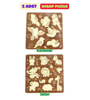 Çocuk Puzzle (Yapboz) Birinci Sınıf Ahşap 2 Parça Eğitici Öğretici Eğlenceli Set