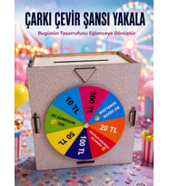 Çocuklar İçin Eğlenceli Tasarruf Oyunu Şans Çarklı Ahşap Kumbara Para Biriktirme Kutusu