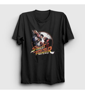 Presmono Unisex Siyah Ryu Vs Ken Street Fighter T-Shirt 411243tt