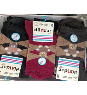 Dündar Kadın COTTON Sport Soket Çorap 4209B - 6 Adet (Karışık)