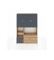 Arges Dolap 7 Raflı 2 Çekmeceli 5 Kapaklı 132x30x195 Çam-Antrasit/Çam