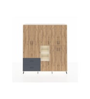 Hyperion Dolap 12 Raflı 2 Çekmeceli Tek Askılı 220x44x243 Aytaşı-Çam/Antrasit