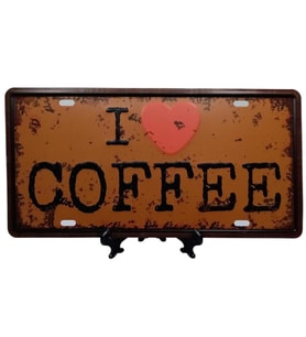 Dekoratif 3D Metal Plaka I Love Coffee 30cm (Karışık)