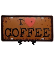 Dekoratif 3D Metal Plaka I Love Coffee 30cm (Karışık)