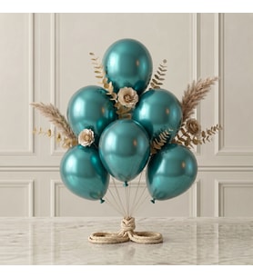 Turkuaz Renk Lateks Metalik Balon (30 cm) - 6 Adet