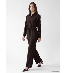 LCW Modest Kahverengi Regular Fit Geniş Paça Kadın Pantolon