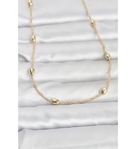 CM 14K Gold Renk Topçuklu Burgu Zincir Model 60 cm Kadın Kolye 5886 - HPSBYI7650-5632