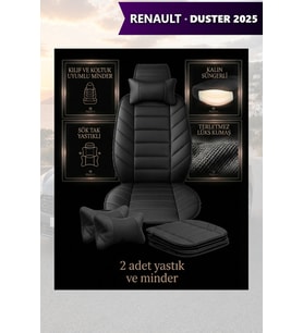 renault duster 2025 Koltuk ve Kılıf uyumlu Lüks Siyah Minder Yastık 2 Minder 2 Yastık
