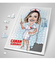 Kişiye Özel Hediye Hemşire Karikatürlü Puzzle