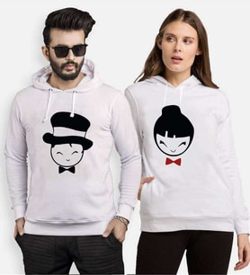 Tshirthane Mutlu Çift Sevgili Kombinleri Kapüşonlu Kombini (Tek Ürün Fiyatıdır.)