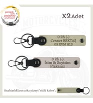 Hız Aşıkları İçin Özel, İsim Plaka ve 0 Rh (-) Kan Grubu Yazılı Deri x2 Anahtarlık, Pudra-S Kahve-SK (Çok Renkli)