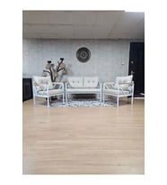 Beyaz Boyalı Bahçe - Balkon - Mutfak Çay Seti Takımı Bahçe Koltuk Takımı (Çok Renkli)