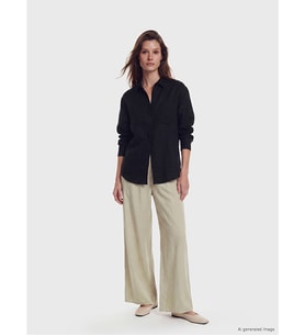 LCW Modest Bej Beli Lastikli Geniş Paça Kadın Pantolon