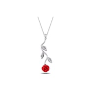 925 AYAR GÜMÜŞ RODİUM KAPLAMA GÜL MODEL KOLYE