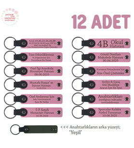 Pembe & Yeşil, Lise Sınıflarına Anlamlı Bir Mezuniyet Hatırası 12'li Set, Anı Anahtarlığı