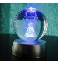 Melek Tasarımlı 3D Cam Küre 6cm  (Pembe)