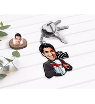 BK Gift Kişiye Özel Godfather Baba Karikatürlü Ahşap Anahtarlık-5 (Beyaz)